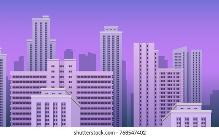Night city urban landscape vector illustration.