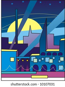 Night city vector.