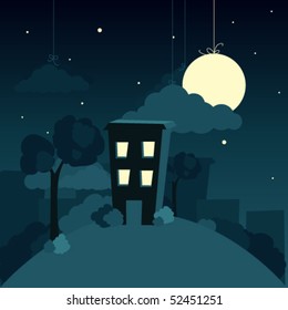 Night in the city - vector