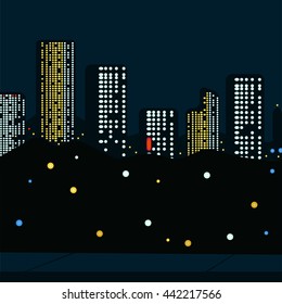 Night city vector background.