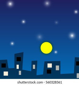 Night city vector cartoon design