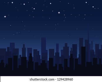 Night city vector illustration.