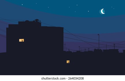 Night city. Vector illustration