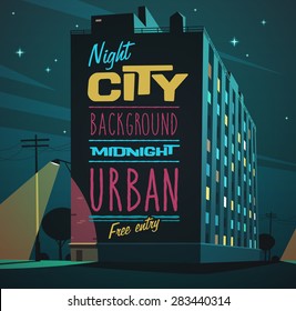 Night city. Vector illustration.