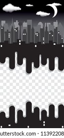 Night city, vector illustration. Banner with space for your text