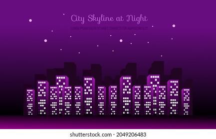 Night city vector illustration for business background as well as banner