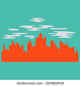 Night city vector illustration. Dark urban scape. Night cityscape in flat style. Night city skyline abstract background. Modern night city landscape.