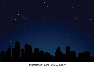 Night city vector illustration. Dark urban scape. Night city scape in flat style, abstract background. 