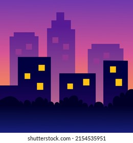 ciudad nocturna en el vector nocturno Ilustración en estilo plano