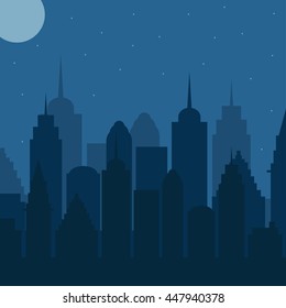 Night cityscape background - vector