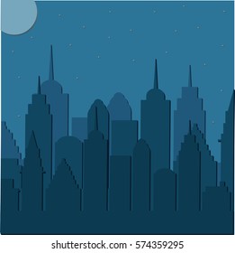 Night cityscape background - vector