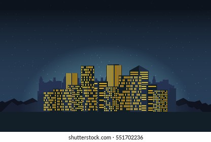 Night cityscape in flat style