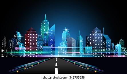Night cityscape skyline