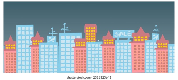 Night Cityscape. Vector Background Superhero inspired Illustration Abstract Design Wallpaper.