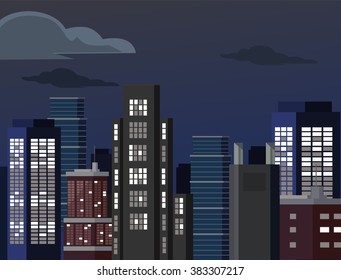 Night cityscape. Vector flat illustration