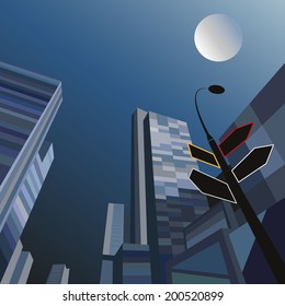 Night cityscape, vector illustration