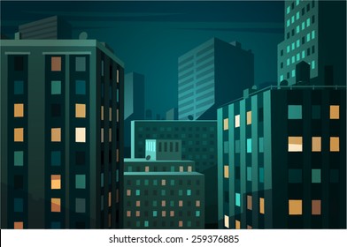 Night cityscape. Vector illustration.