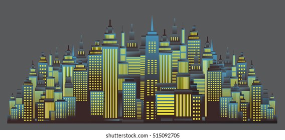 Night cityscape. Vector illustration.