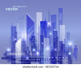 Night cityscape, vector illustration