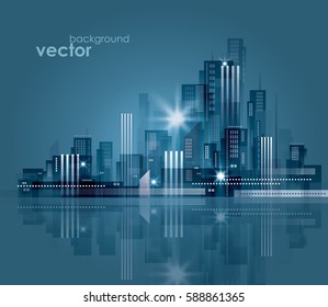 Night cityscape. Vector illustration.