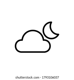 Night, Cloud Icon Logo Vector Isolated. Nature and Weather Icon Set. Editable Stroke and Pixel Perfect.