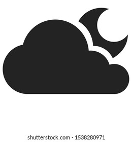 Night cloud icon solid style for your weather software, web, or app.