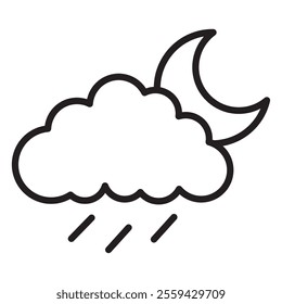 night cloud rain weather icon isolated