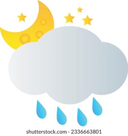 Night cloud in rainy season icon. weather symbol set isolated vector illustration.