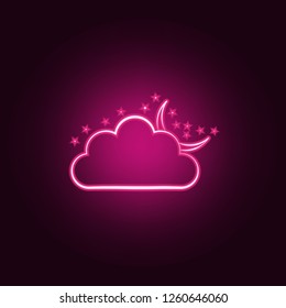 night cloud sign icon. Elements of Weather in neon style icons. Simple icon for websites, web design, mobile app, info graphics