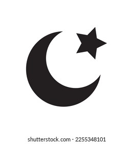 Night cloud weather with moon and stars vector icon, meteorology flat sign design. Night symbol pictogram