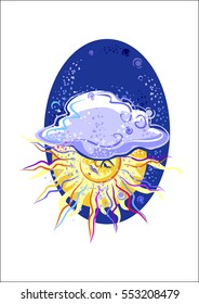 night, clouds, icon weather, overcast, vector graphics, sun 