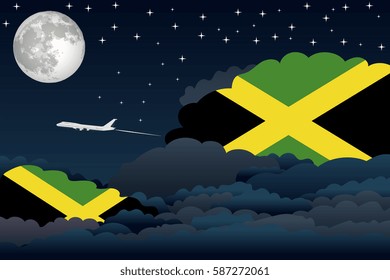 Night Clouds with Jamaica Flags, Aeroplane Flying
