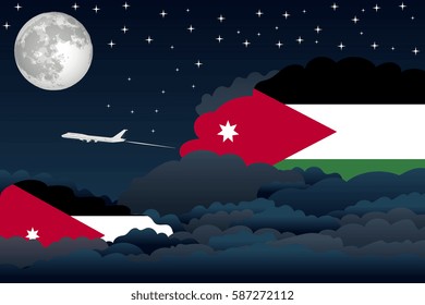 Night Clouds with Jordan Flags, Aeroplane Flying