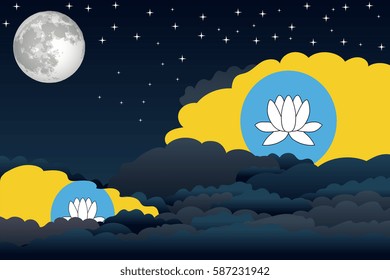 Night Clouds with Kalmykia Flags