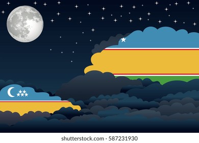 Night Clouds with Karakalpakstan Flags