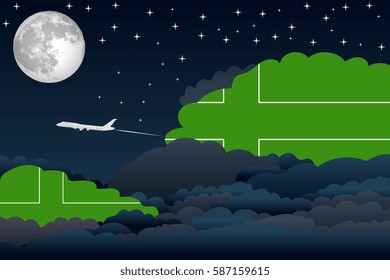 Night Clouds with Ladonia Flags, Aeroplane Flying