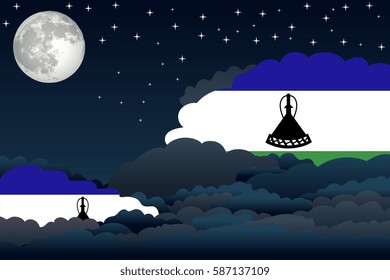 Night Clouds with Lesotho Flags