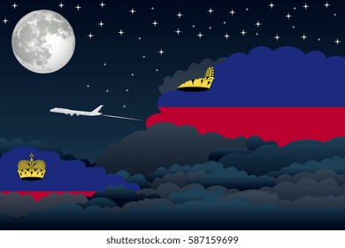 Night Clouds with Liechtenstein Flags, Aeroplane Flying