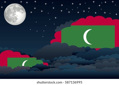 Night Clouds with Maldives Flags