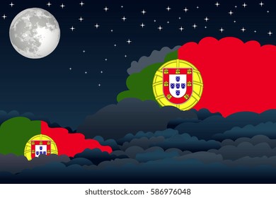Night Clouds with Portugal Flags