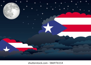 Night Clouds with Puerto Rico Flags