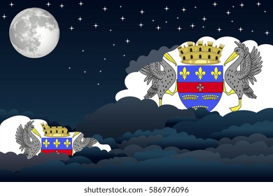 Night Clouds with Saint Barthelemy Flags