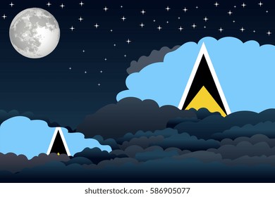 Night Clouds with Saint Lucia Flags