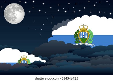 Night Clouds with San Marino Flags