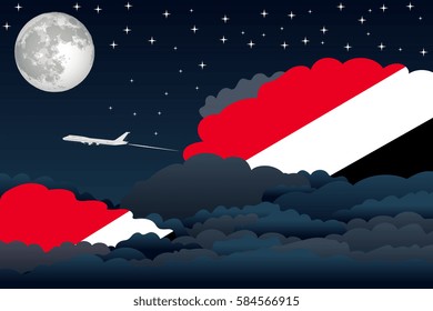 Night Clouds with Sealand, Principality of Flags, Aeroplane Flying