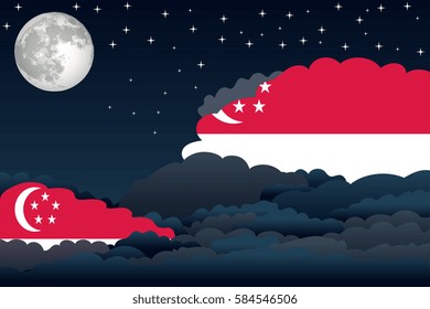 Night Clouds with Singapore Flags