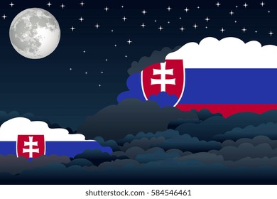 Night Clouds with Slovakia Flags
