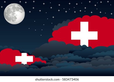 Night Clouds with Switzerland Flags