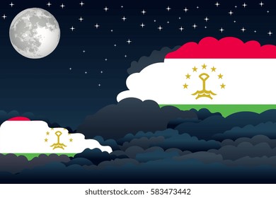 Night Clouds with Tajikistan Flags