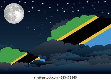 Night Clouds with Tanzania Flags